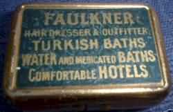 Top of Faulkner tin matches box