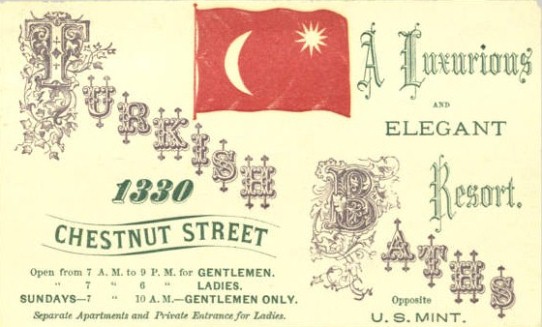 Card advertising Turkish baths in Philadelphia, Pa.