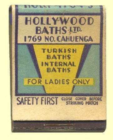 Hollywood Turkish baths book match cover