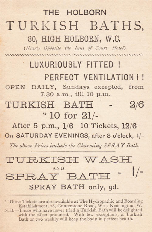 Holborn Turkish Baths card