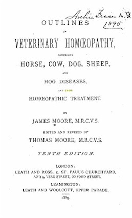 Title page of Moore's Outlines of veterinary homoeopathy