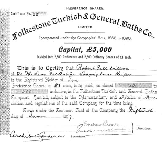 Preference share certificate