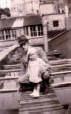 Len Hunt with Janet on the roof in the late 1940s