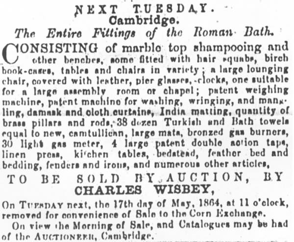 Advertisement for auction sale of the contents of the building