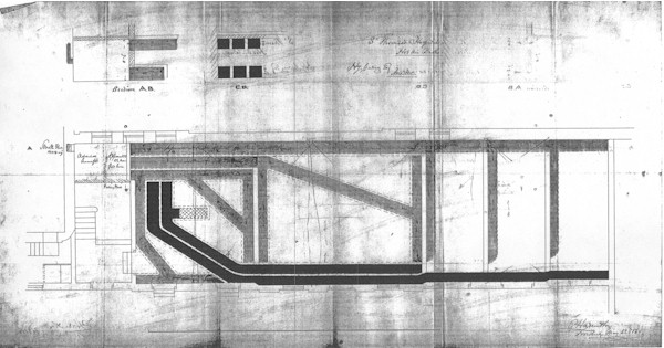 Plan of underfloor ducts in the Turkish baths