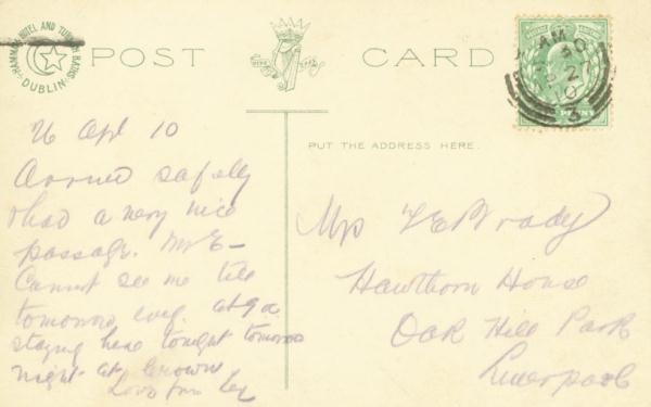 Reverse of postcard