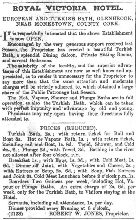 Advertisement in the Cork examiner, 1858