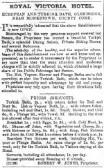 Advert for the opening of the Turkish bath at the Royal Victoria