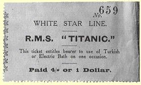 Ticket for Turkish bath on RMS Titanic