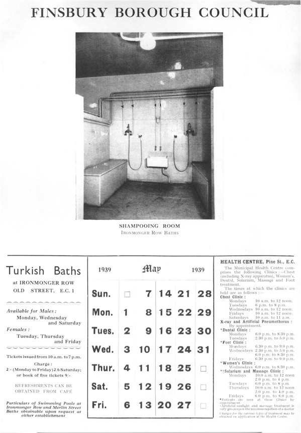 Calendar with shower-shampooing room
