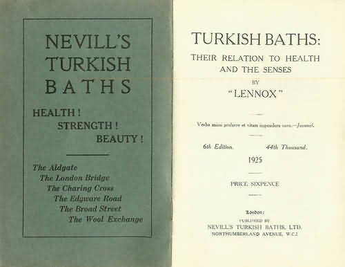 Title page of 'Turkish baths: their relation to health and the senses'