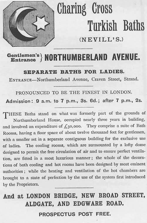 1899 ad for Charing Cross Turkish baths