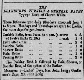 Regular advertisement for the baths