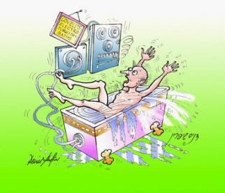 Caricature of electro-Turkish bath